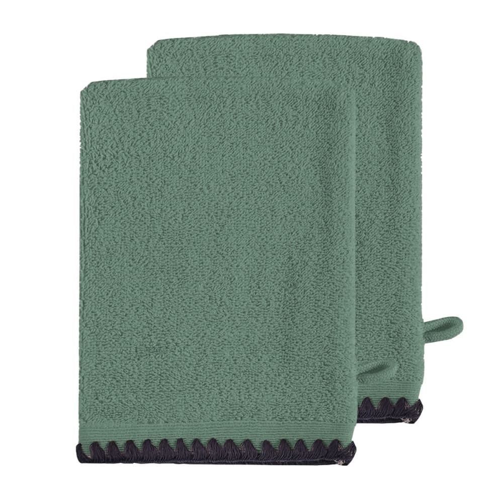Llot de 2 gants de toilette point cavalier 50 lichen 16x21 cm