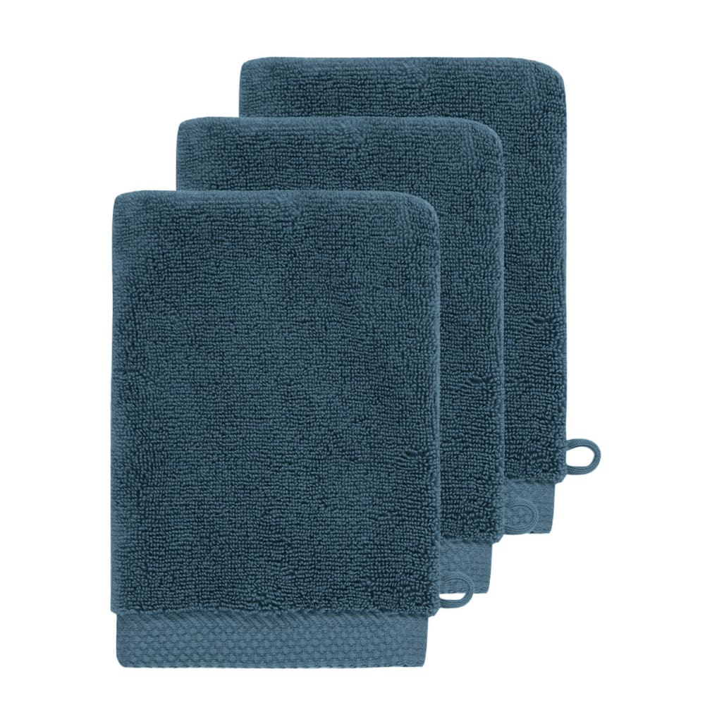 3 gants de toilette 560 g/m² denim 16x22 cm