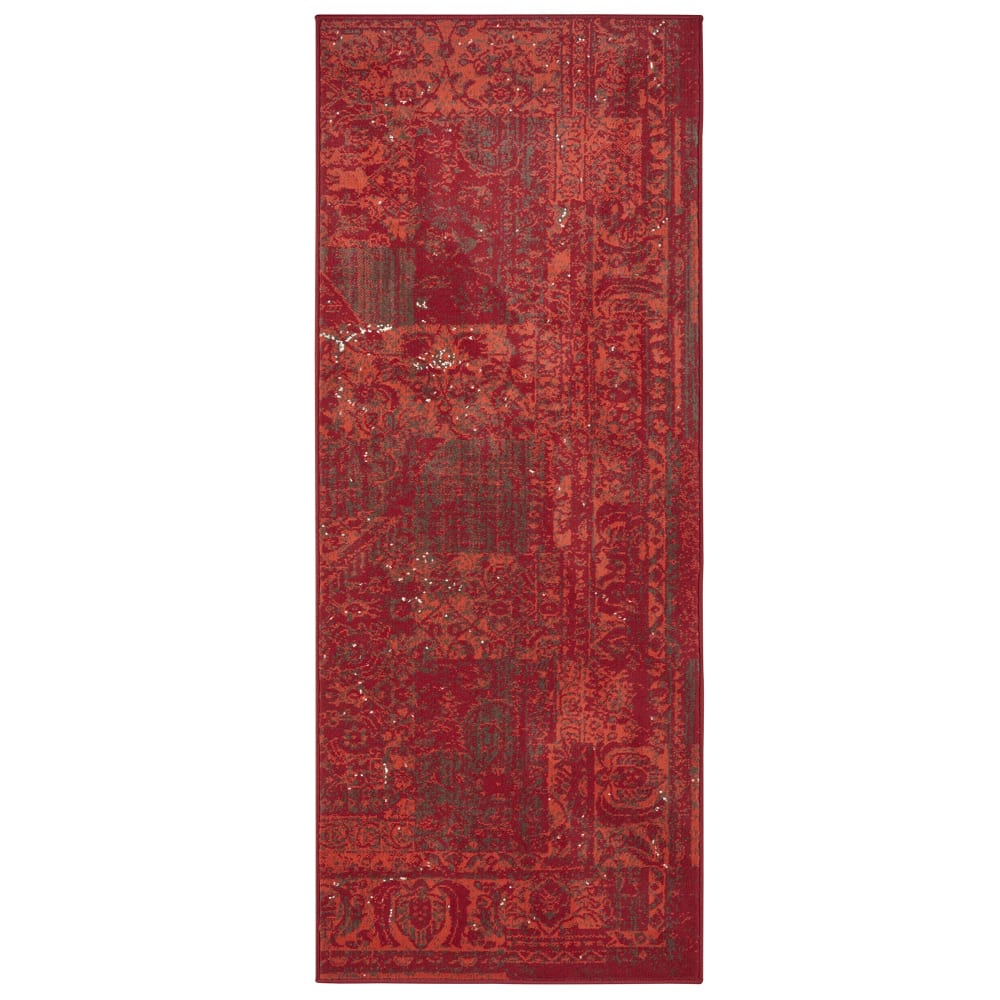 Tapis couloir design à poils ras rouge 80x150cm
