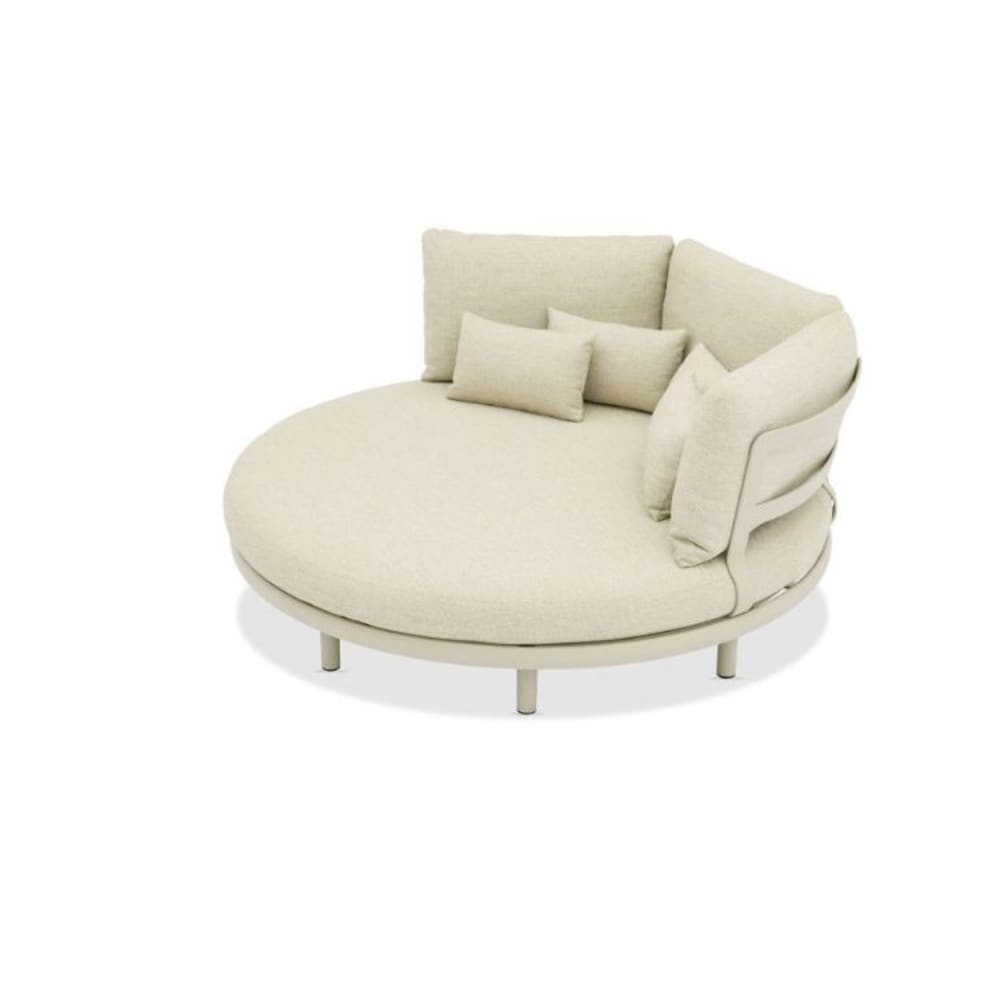 Bain de soleil rond en aluminium beige haut de gamme