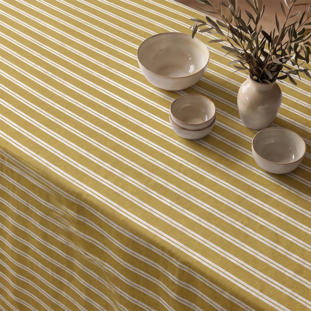 Muare Home Tischdecke mit Fleckschutz 100% Baumwolle gelb 100x155 cm - Baumwolle