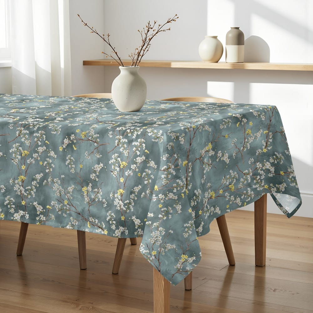 Tischdecke mit Fleckschutz 100% Baumwolle blau 200x155 cm -