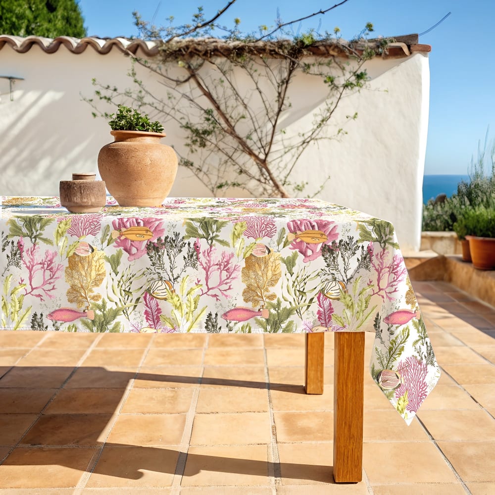 Nappe anti-taches 100% coton multicolore 155x155 cm