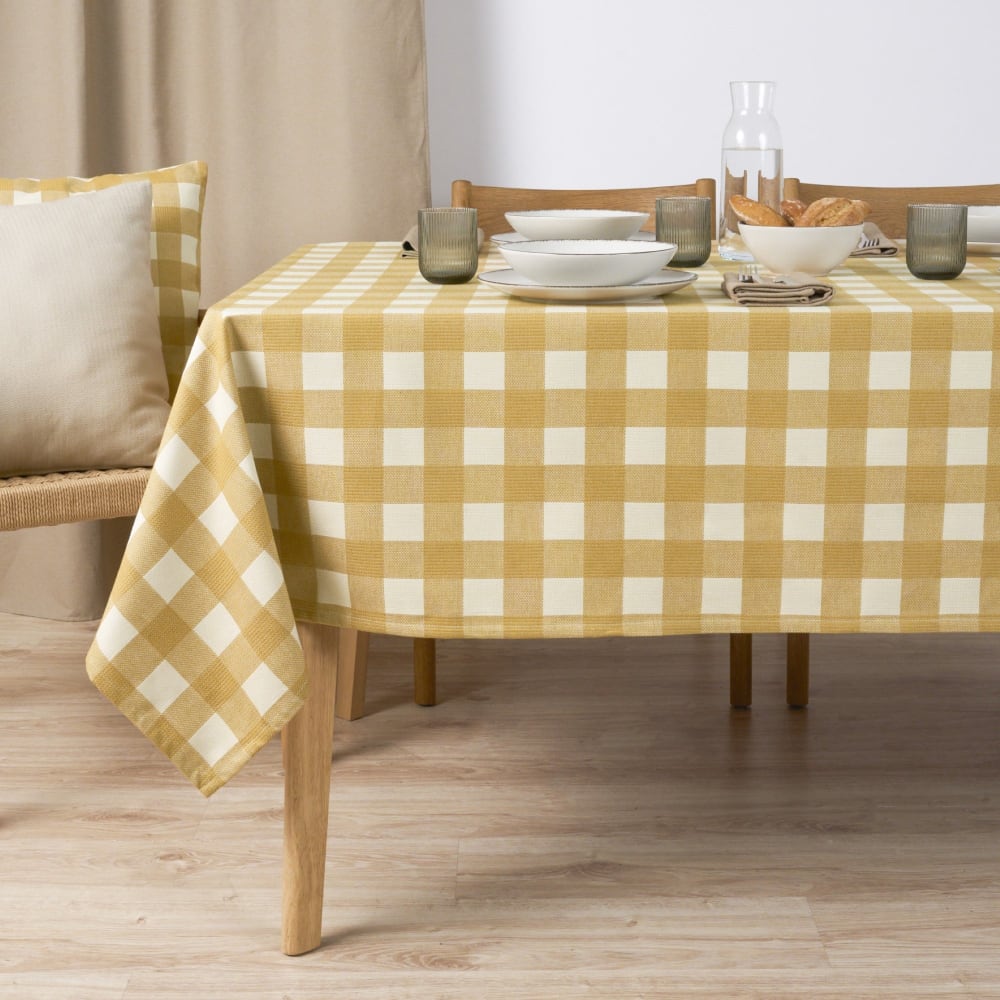 Muare Home Jacquard Tischdecke mit Fleckschutz gelb 300x160 cm Öko-Tex Zertifikat - Baumwolle