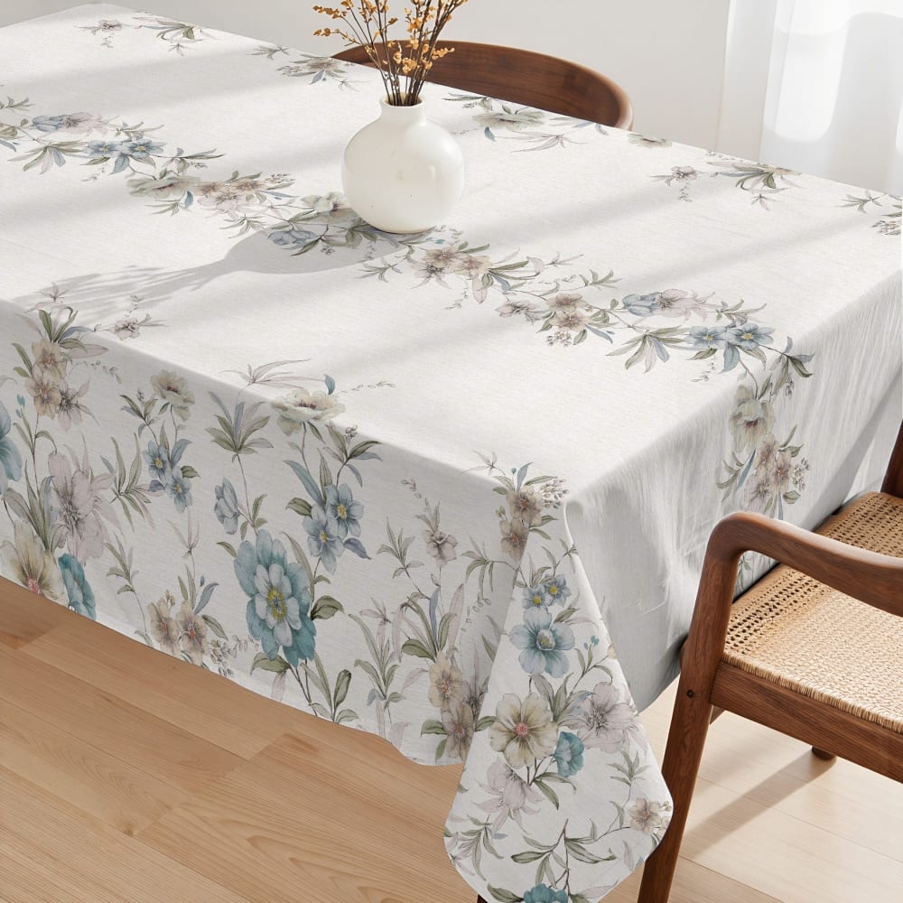 Nappe anti-taches 100% coton bleu 155x155 cm