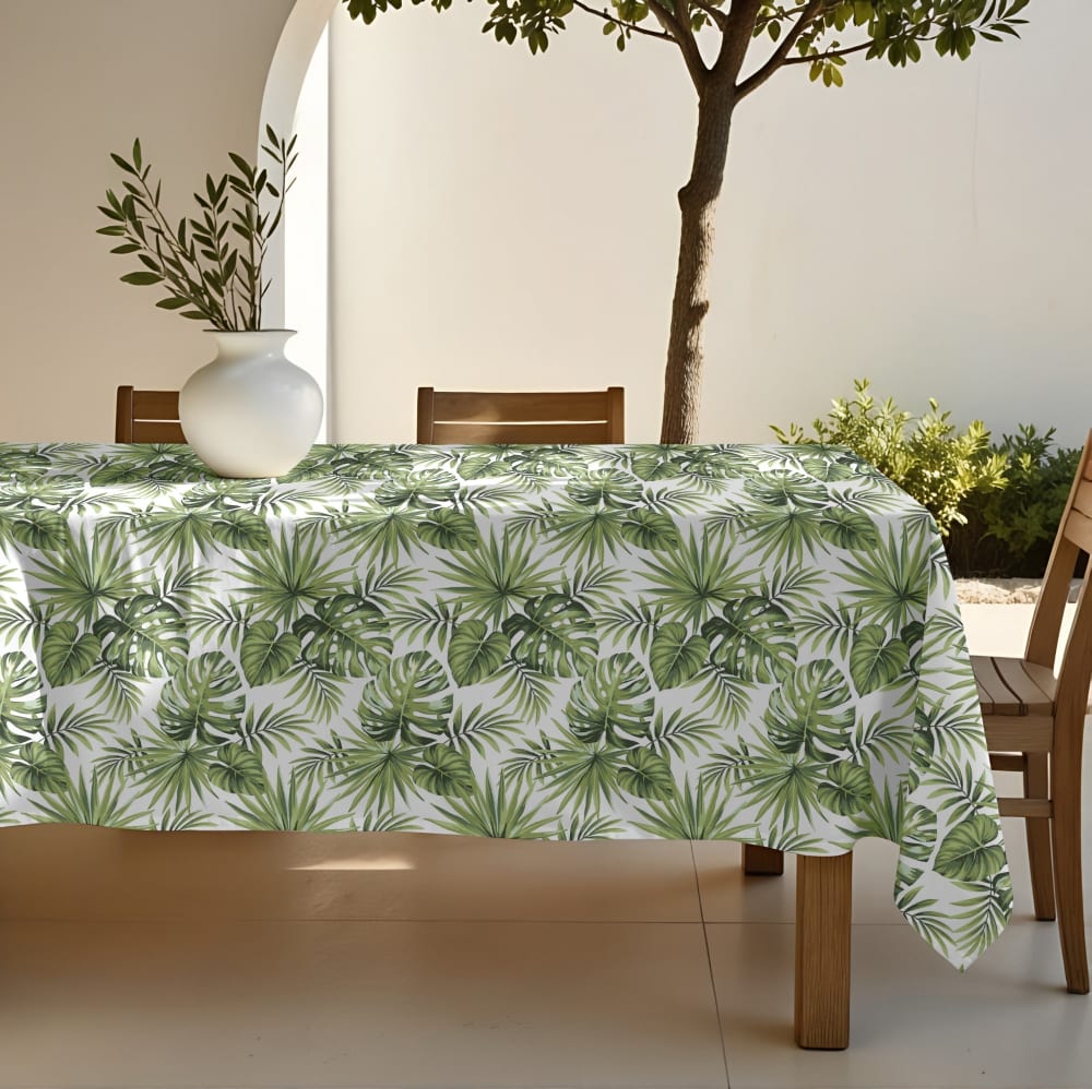 Nappe anti-taches 100% coton vert 240x155 cm