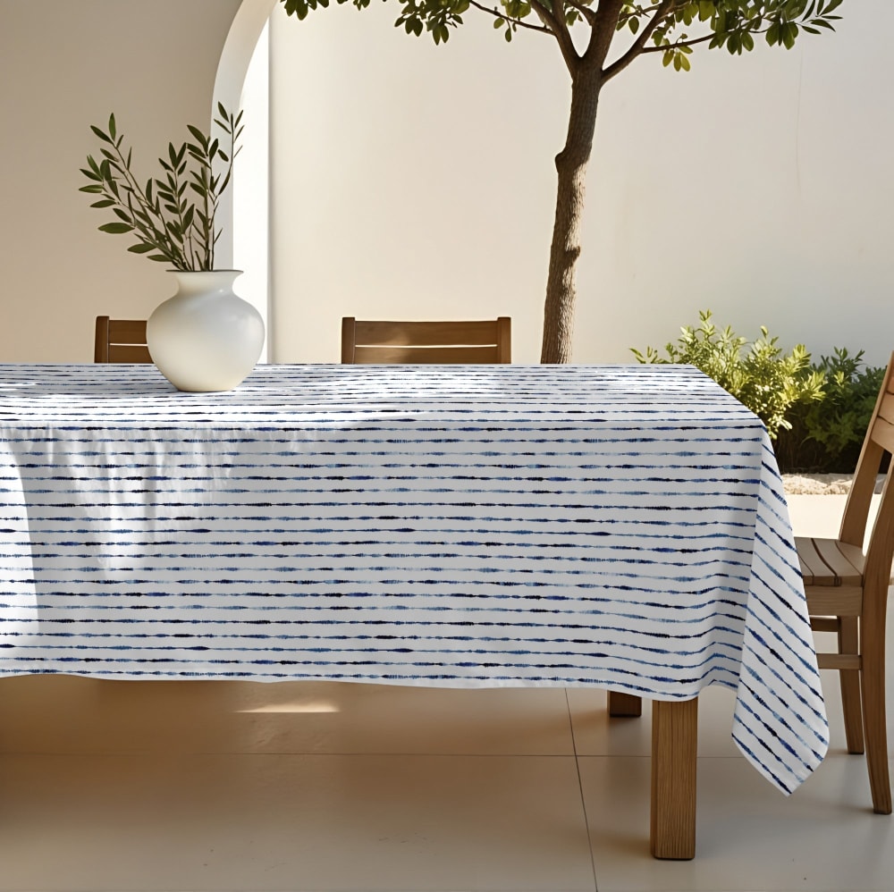 Nappe anti-taches 100% coton bleu 100x155 cm