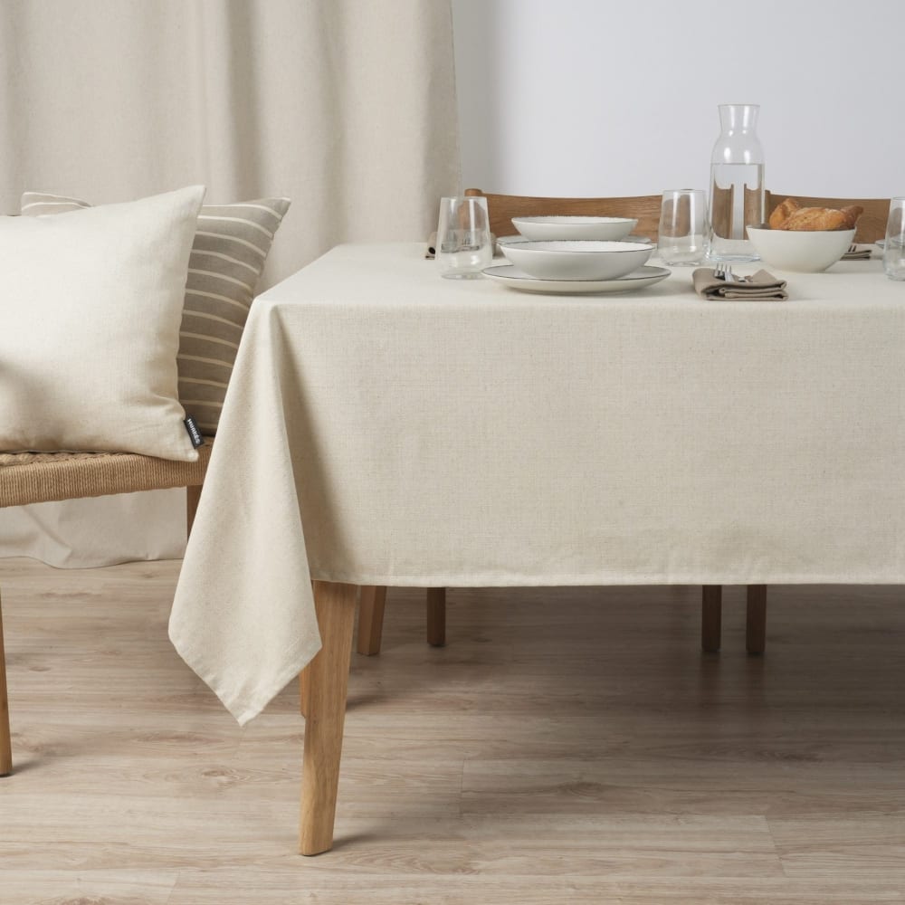 Jacquard Tischdecke mit Fleckschutz beige 100x160 cm - Maisons Du