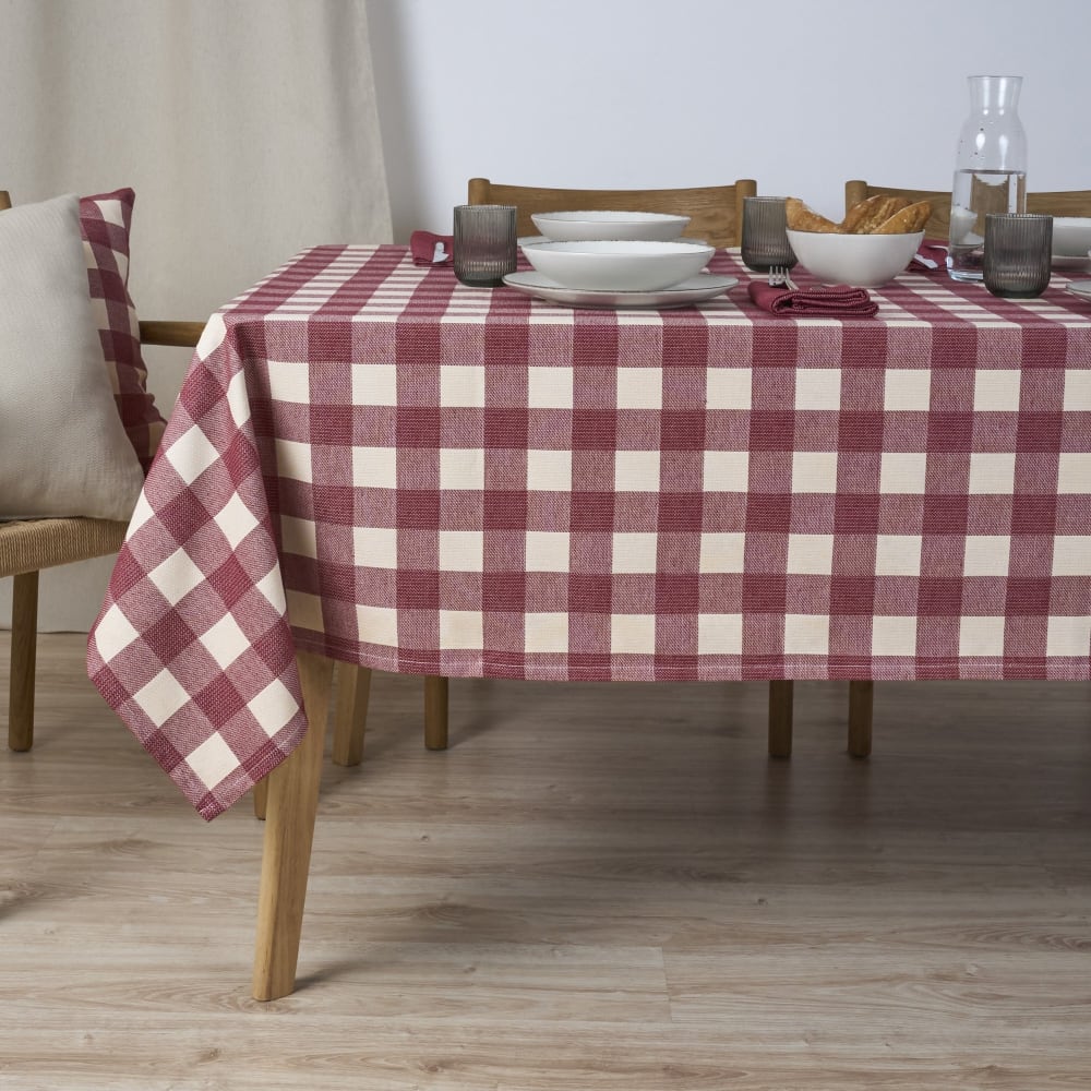 Nappe jacquard anti-taches rouge 100x160 cm