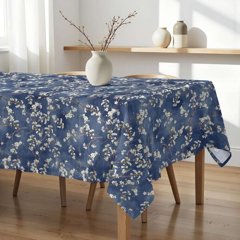 Tischdecke mit Fleckschutz 100% Baumwolle blau 300x155 cm -