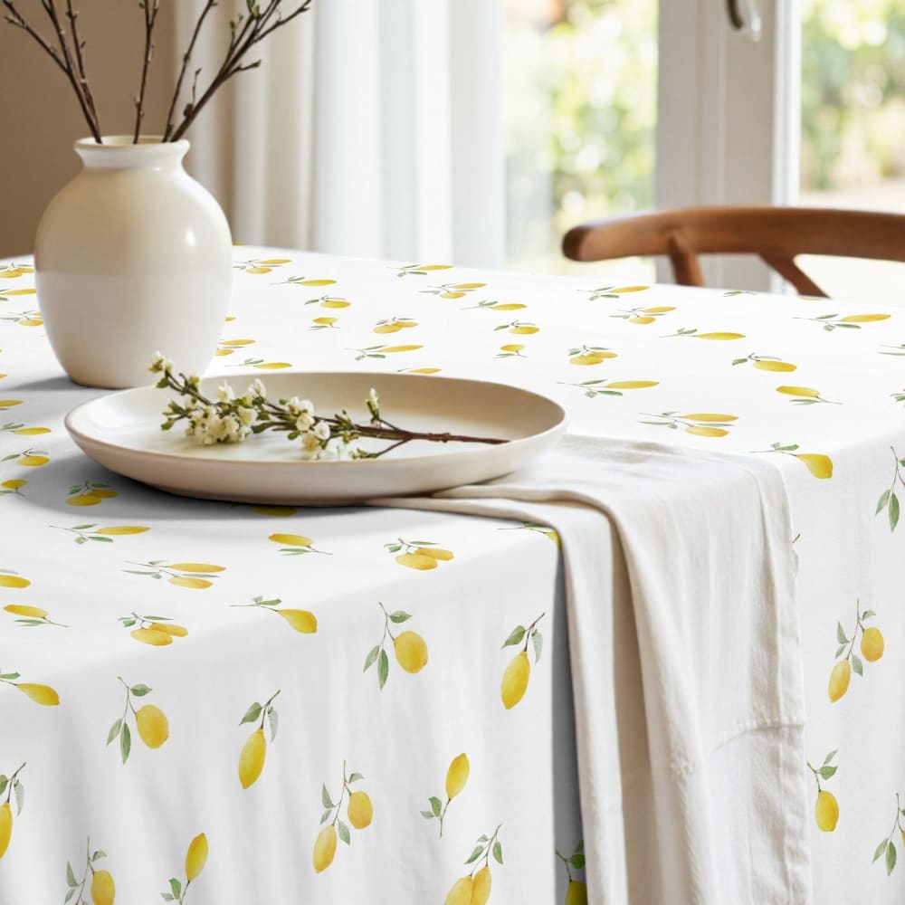 Muare Home Tischdecke mit Stoffgefühl 100% Baumwolle gelb 155x155 cm - Baumwolle