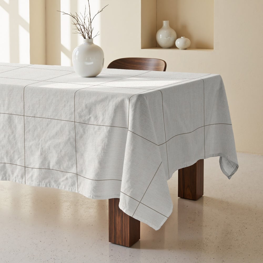 Nappe anti-taches 100% coton beige 250x155 cm