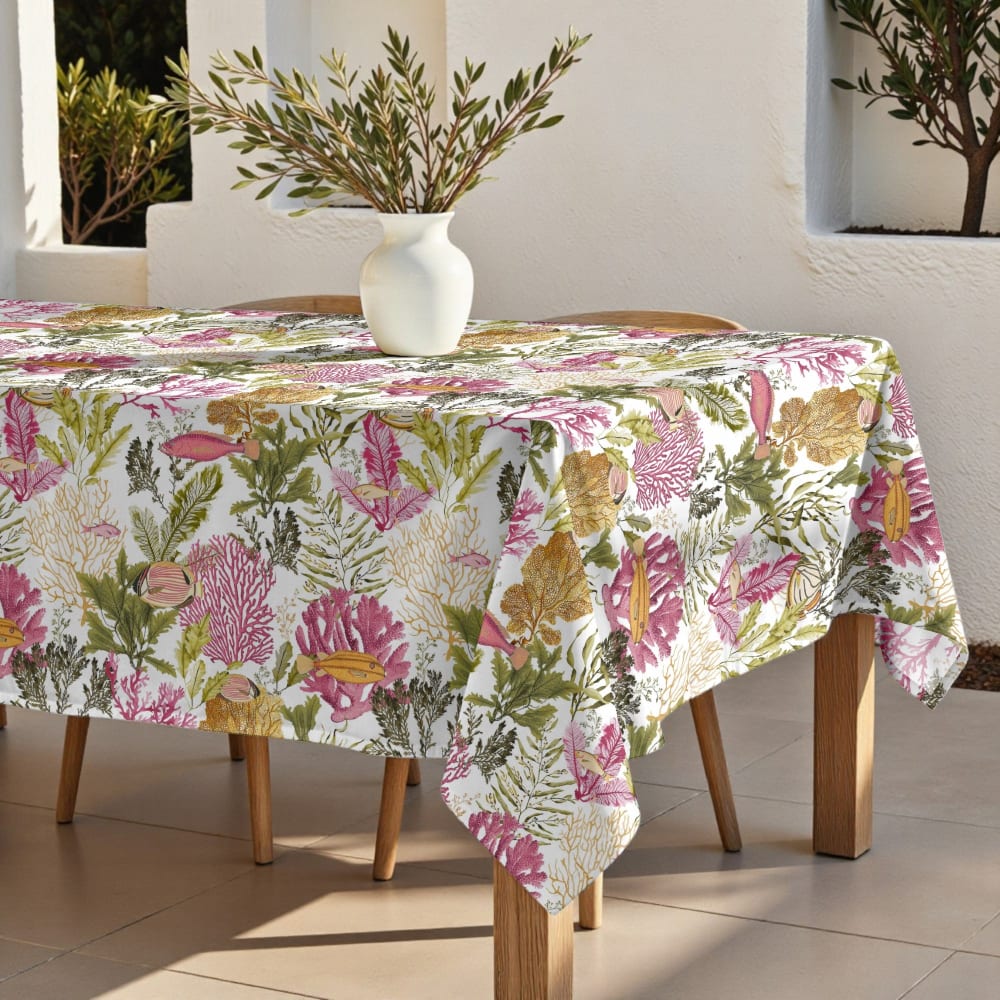 Nappe anti-taches 100% coton multicolore 200x155 cm