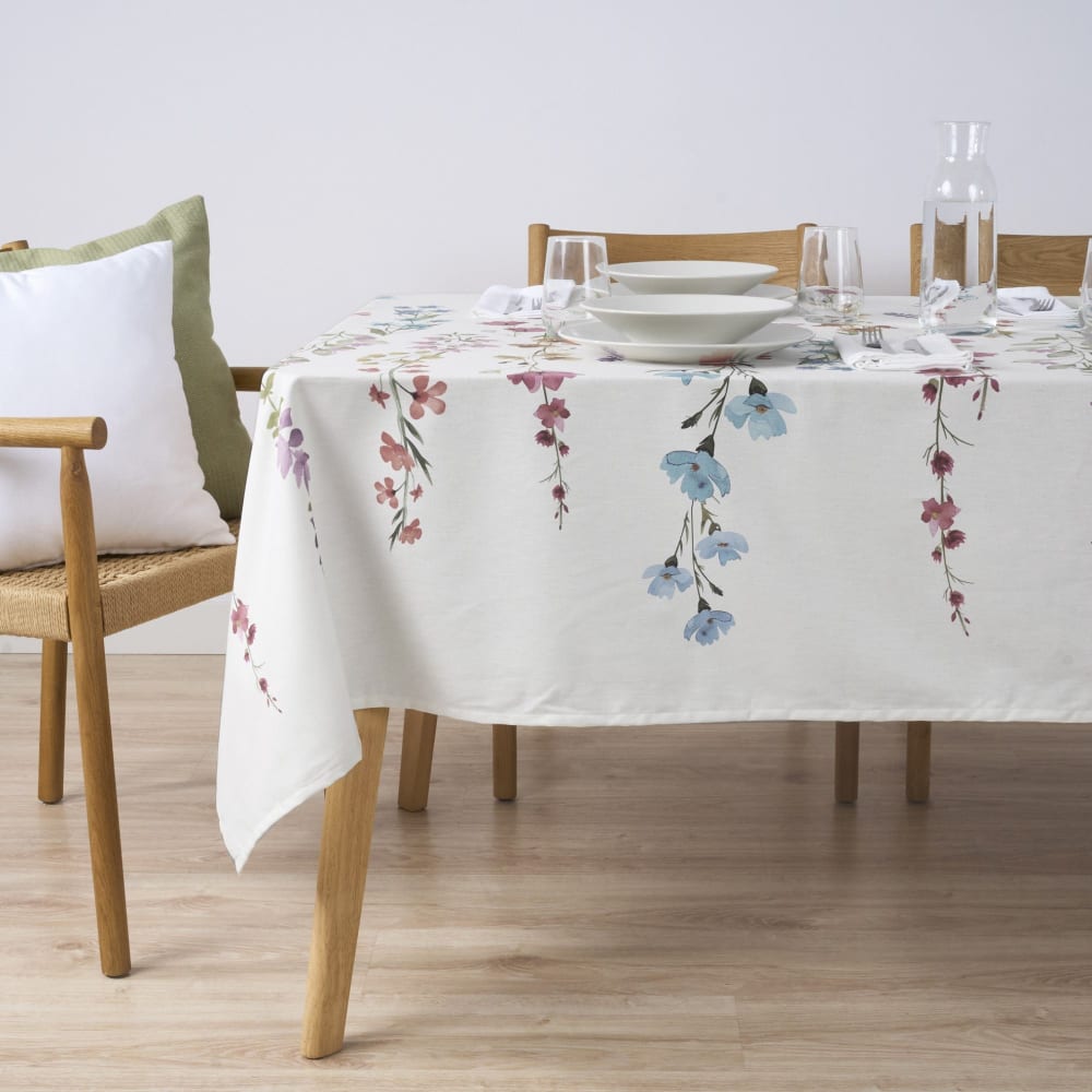Tischdecke mit Stoffgefühl 100% Baumwolle mehrfarbig 155x155 cm -