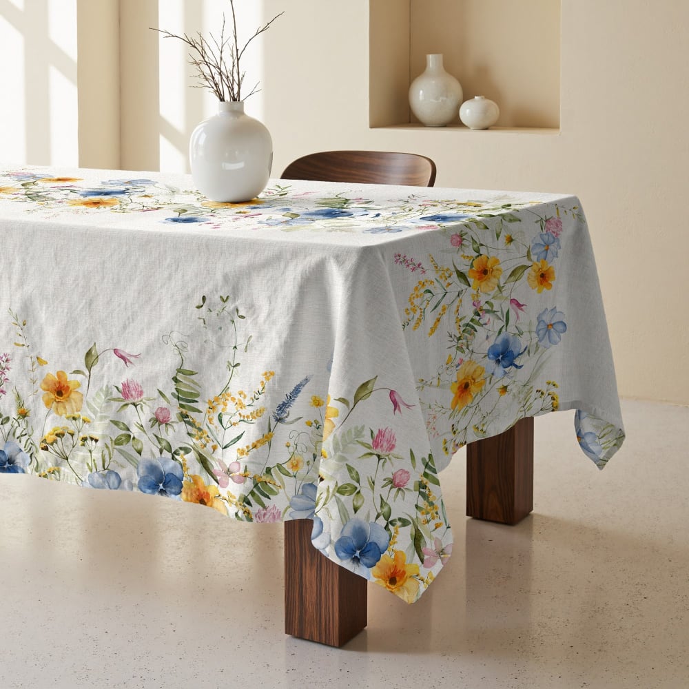 Tischdecke mit Fleckschutz 100% Baumwolle mehrfarbig 250x155 cm -