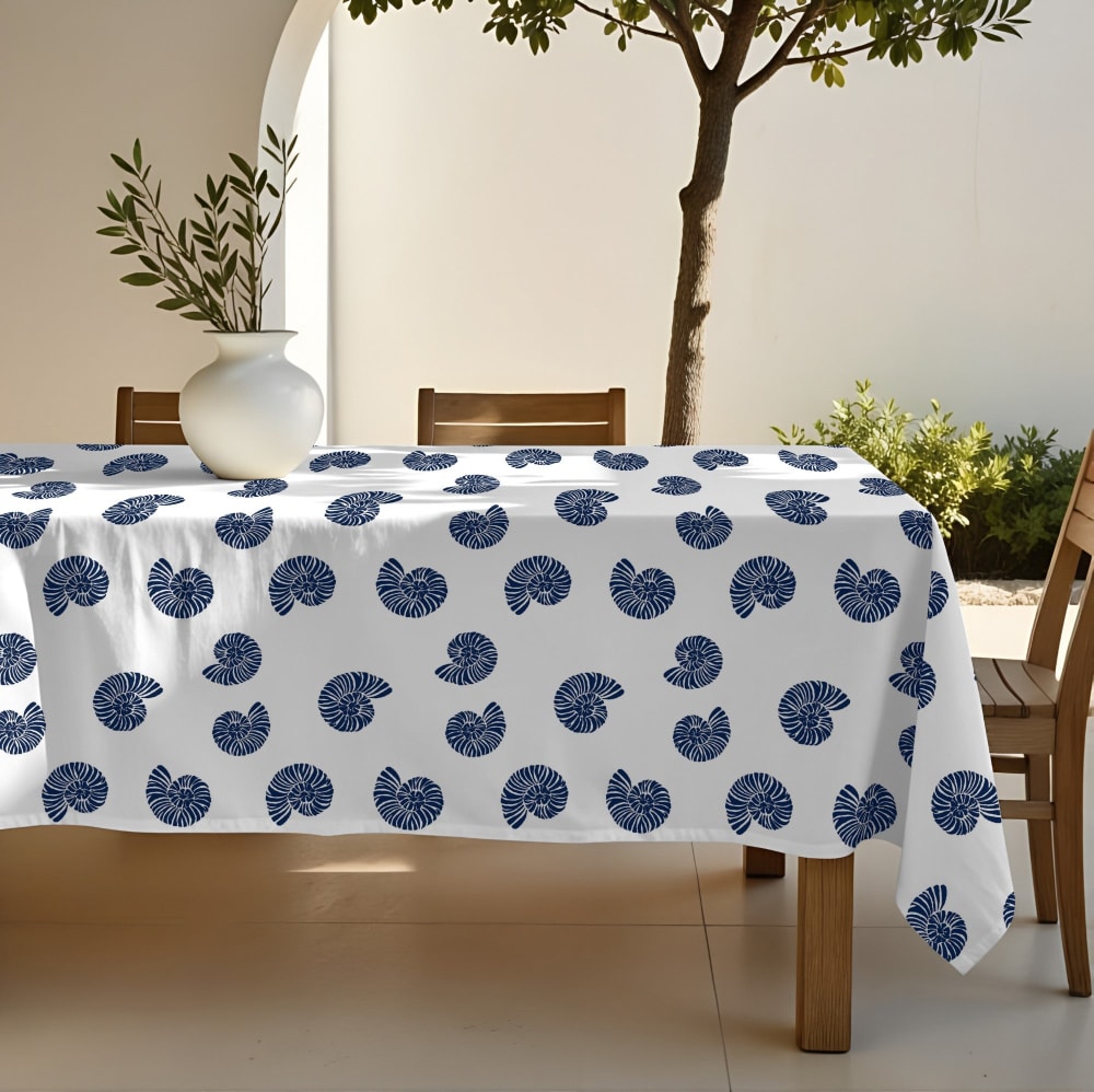 Tischdecke mit Fleckschutz 100% Baumwolle blau 300x155 cm -