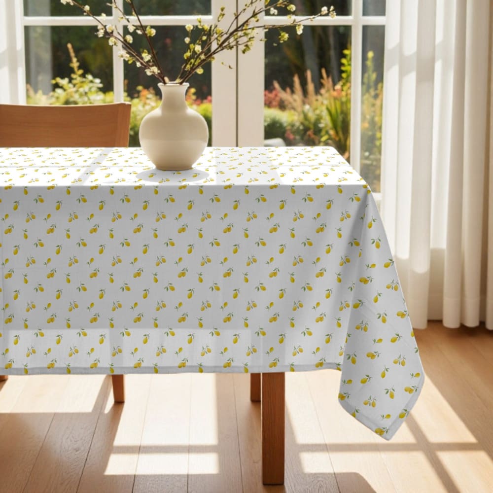 Tischdecke mit Stoffgefühl 100% Baumwolle gelb 200x155 cm -