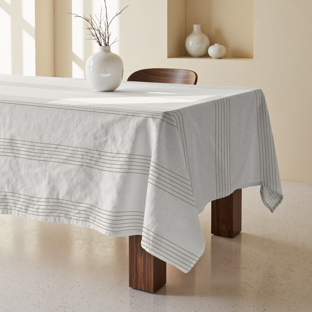 Tischdecke mit Fleckschutz 100% Baumwolle beige 155x155 cm -