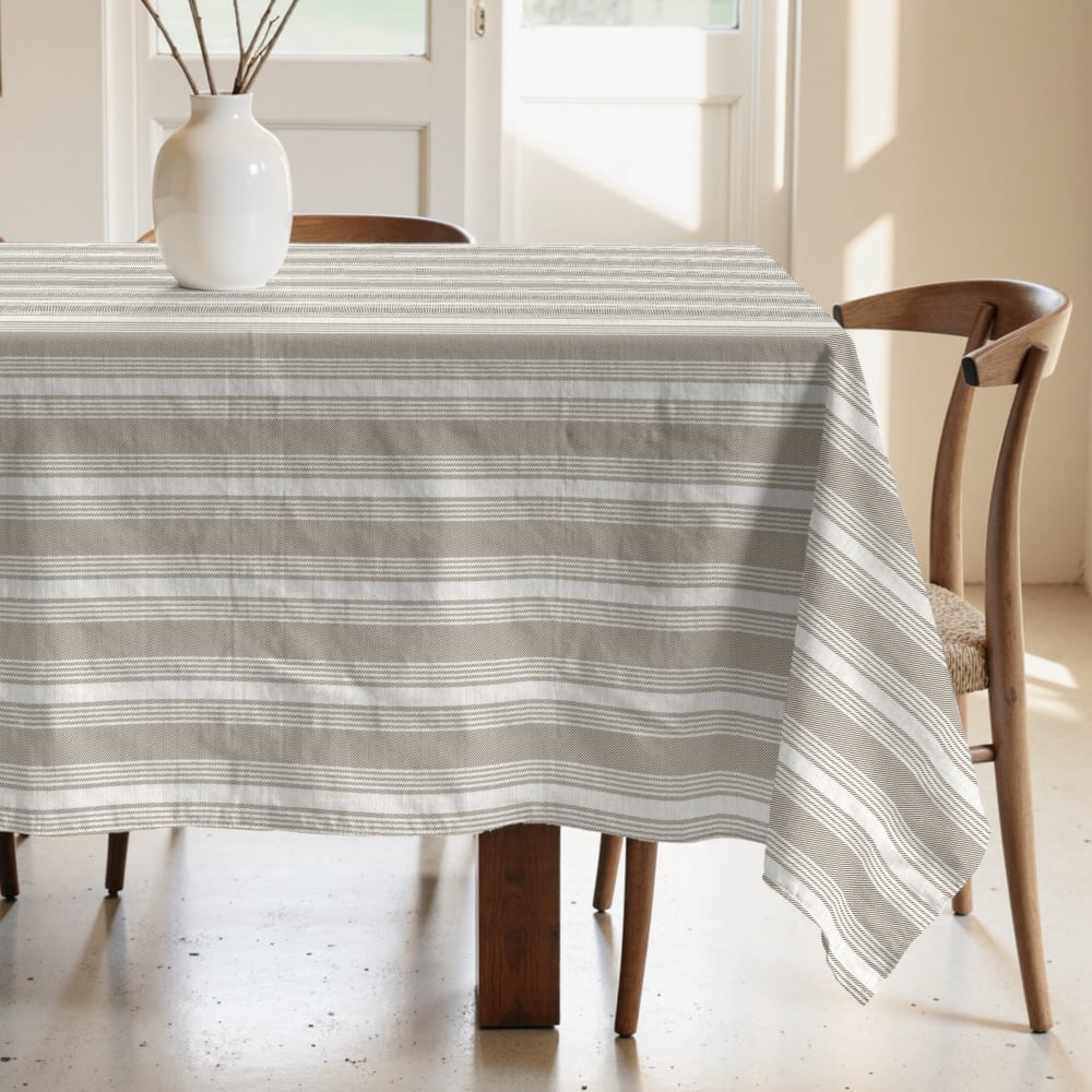 Nappe anti-taches 100% coton gris 300x155 cm