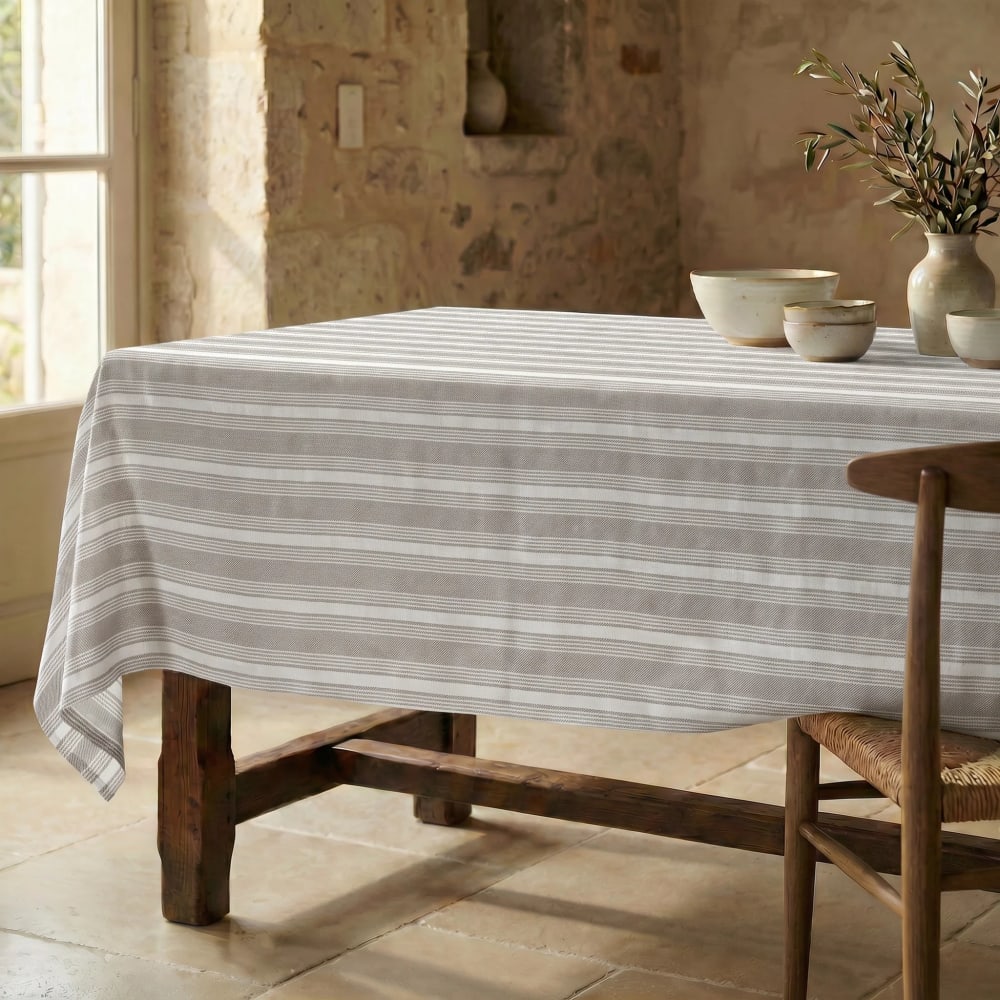 Muare Home Tischdecke mit Fleckschutz 100% Baumwolle grau 300x155 cm - Baumwolle