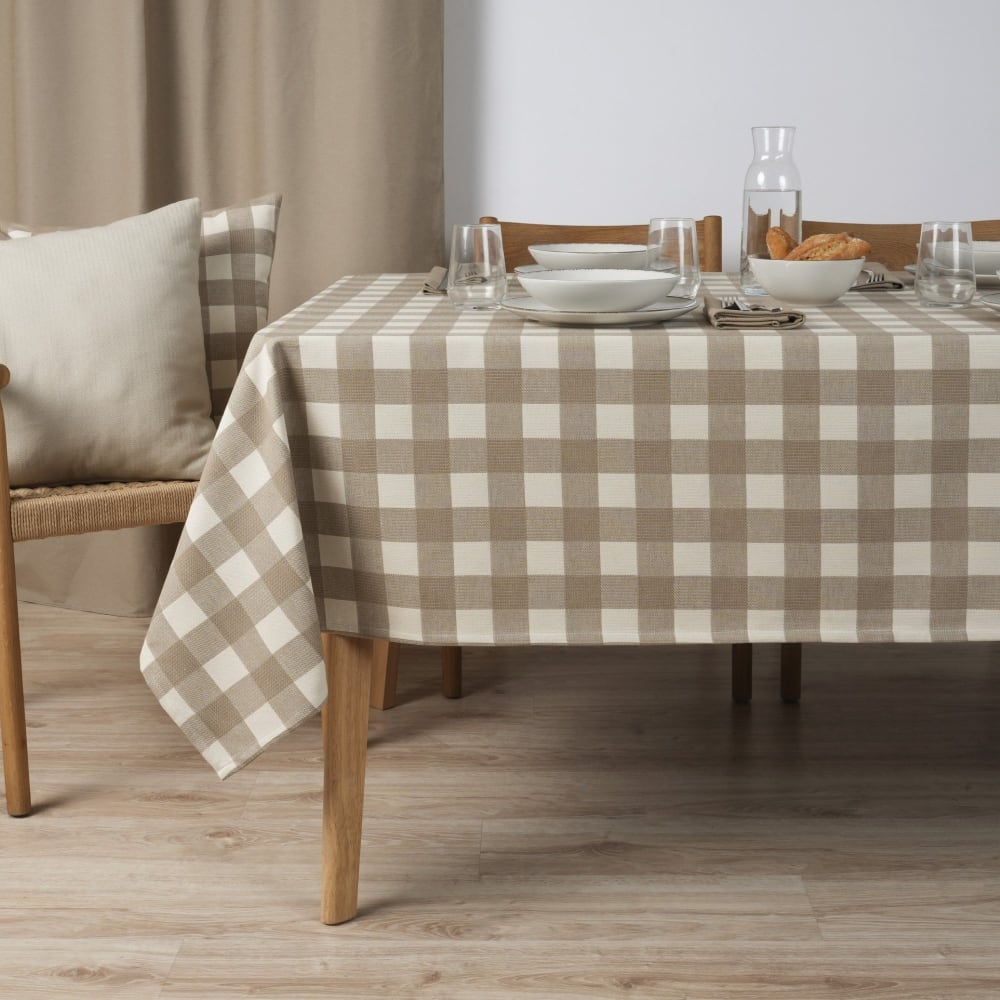 Nappe jacquard anti-taches marron 160x160 cm