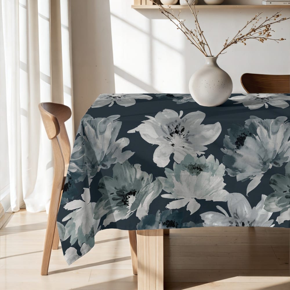 Nappe anti-taches 100% coton bleu 155x155 cm