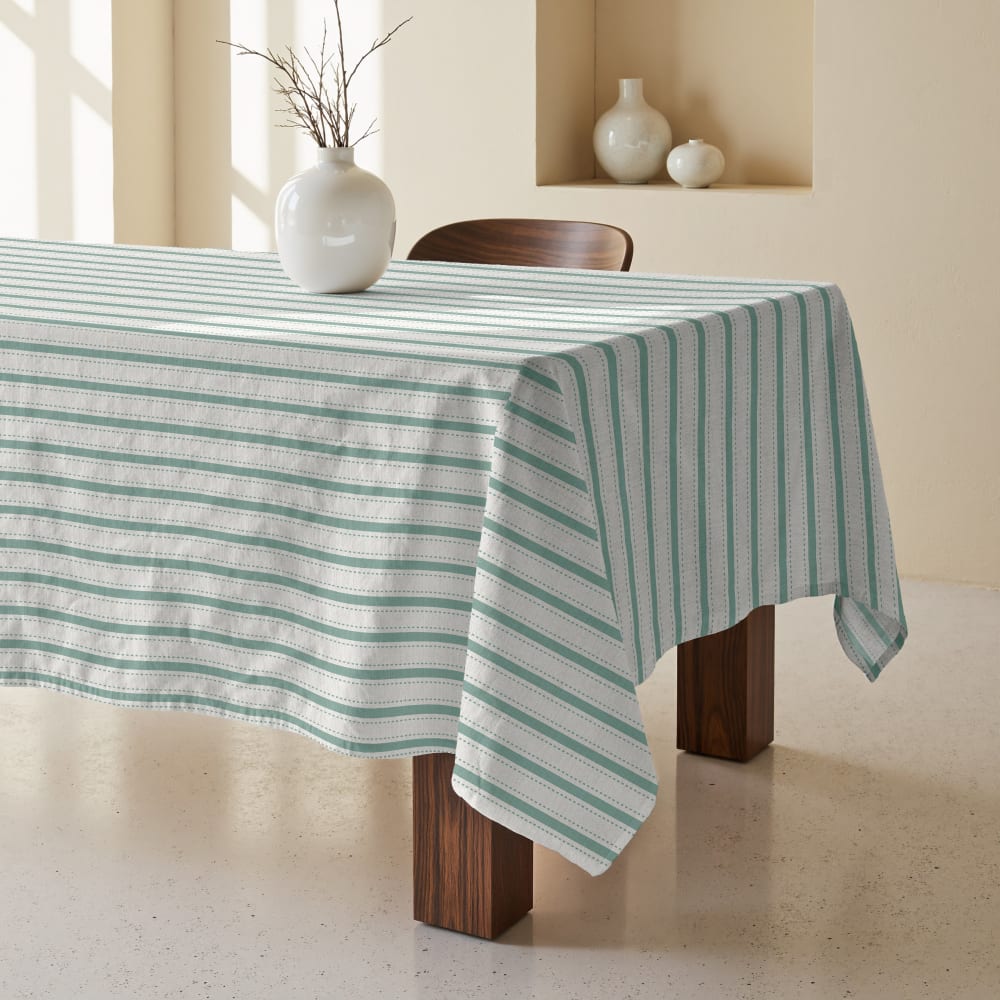 Tischdecke mit Fleckschutz 100% Baumwolle blau 200x155 cm -