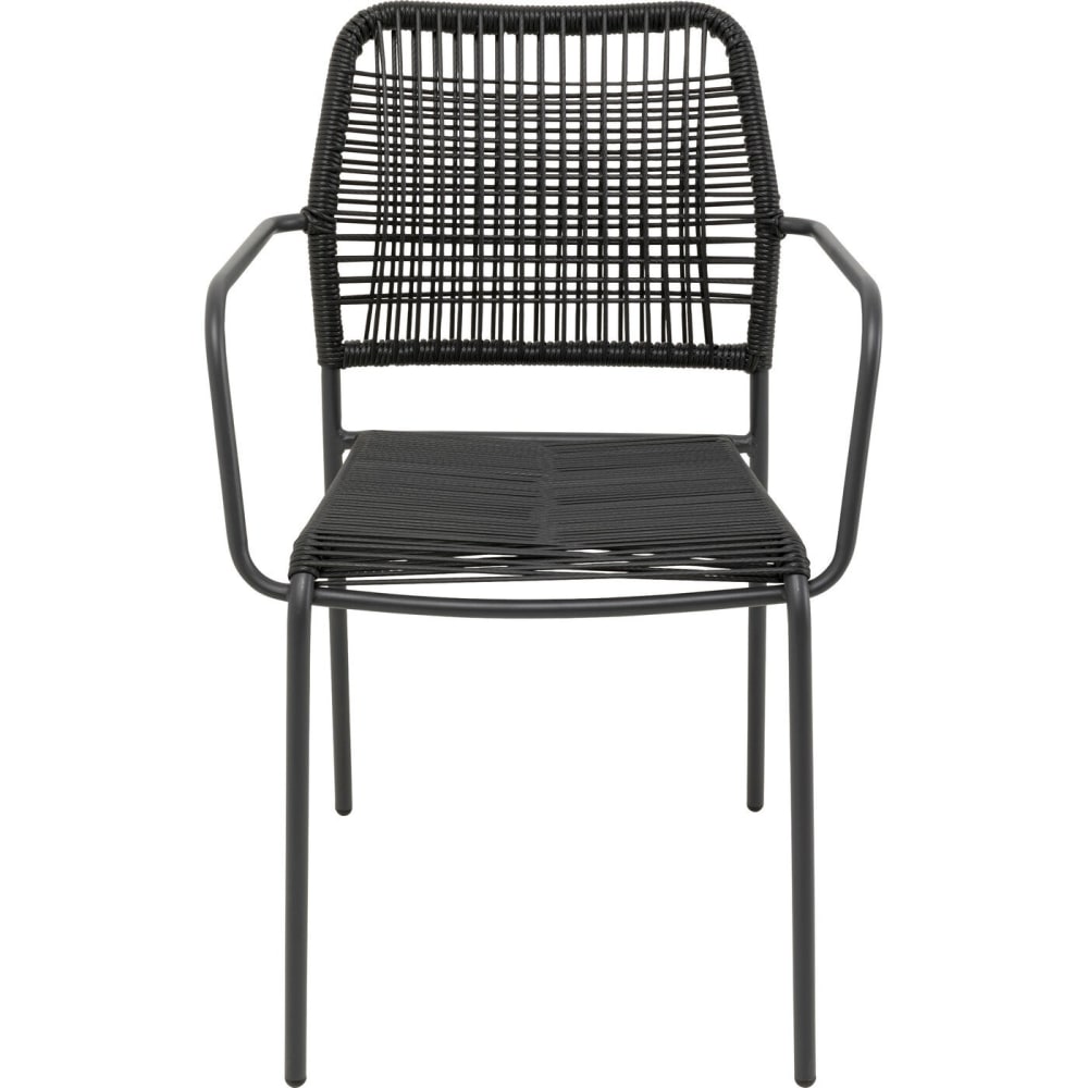 Chaise de jardin avec accoudoirs en acier et polyéthylène noir