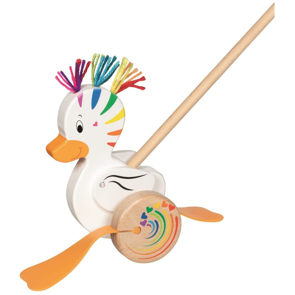 Goki Schiebetier Ente Lou WEISS HOLZ Baby