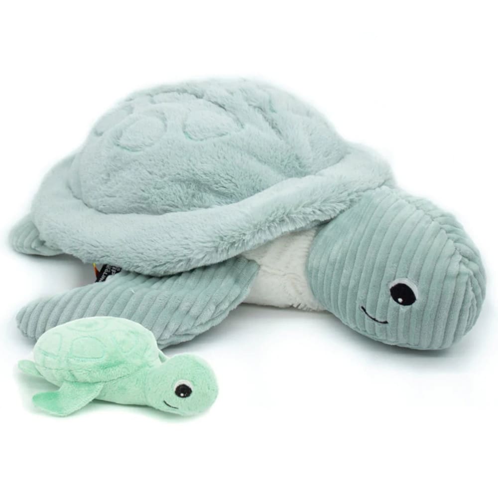 Les Déglingos Riesenplüsch Schildkrötenmutter-Baby Minze Grün Baumwolle