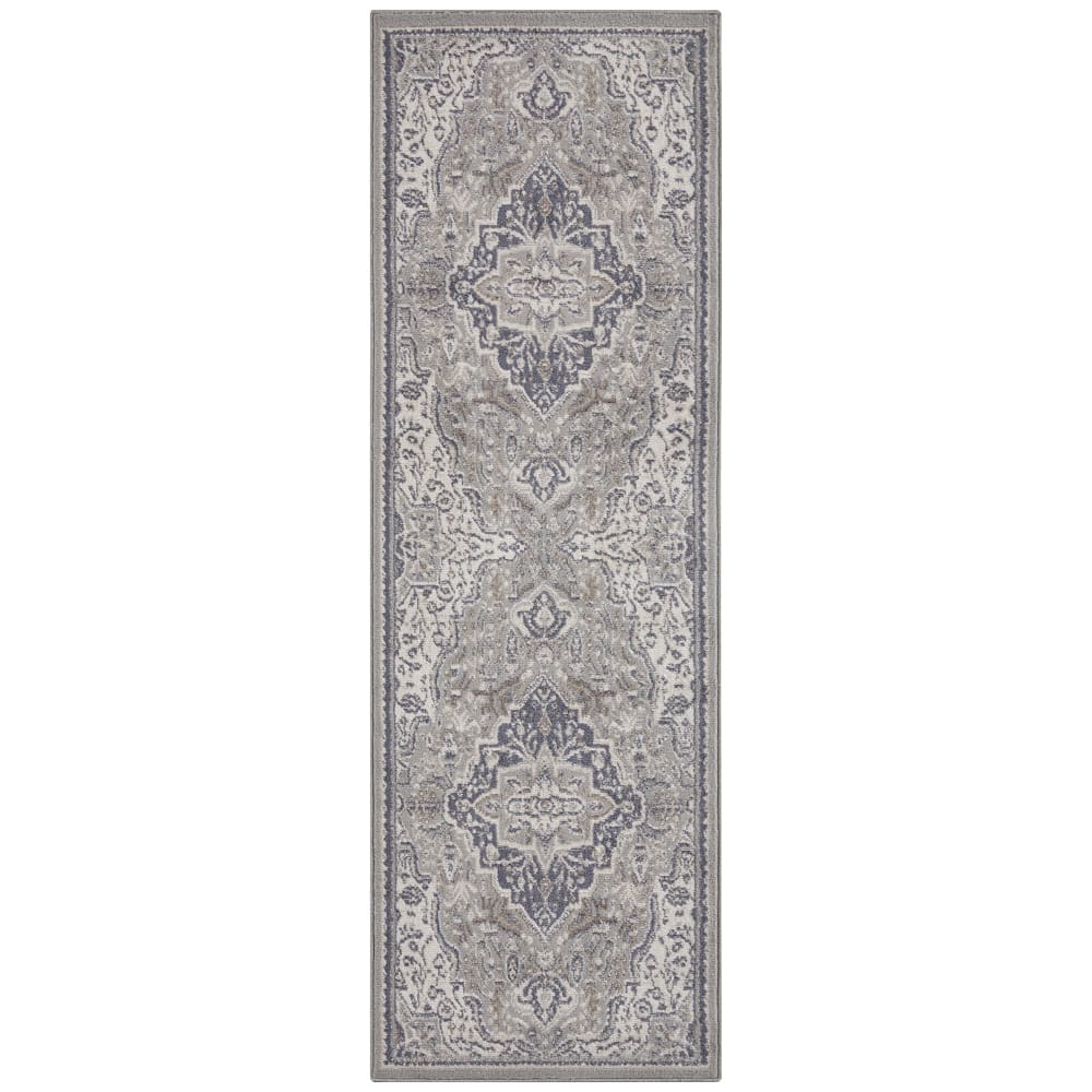 Tapis Vintage Oriental SAFIA Gris et Crème 80x200cm