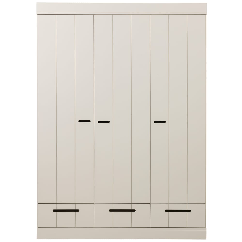 Armoire 3 portes avec tiroir en pin beige