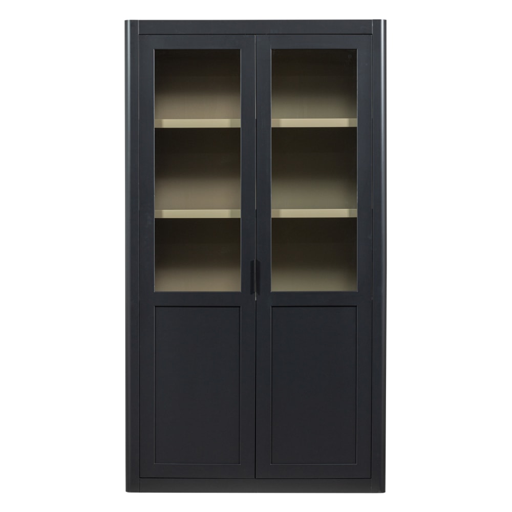 Buffet haut 2 portes en pin noir/ vert kaki
