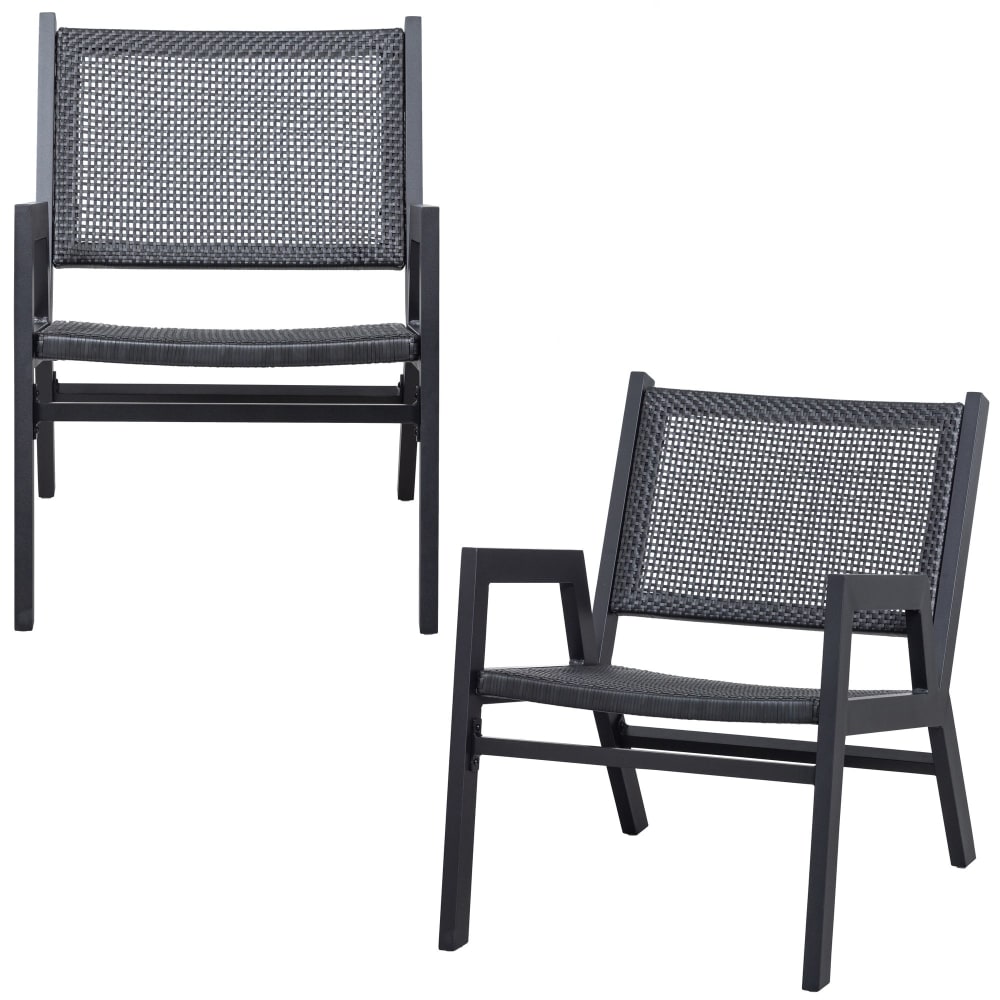 Lot de 2 fauteuils de jardin aluminium noir mat