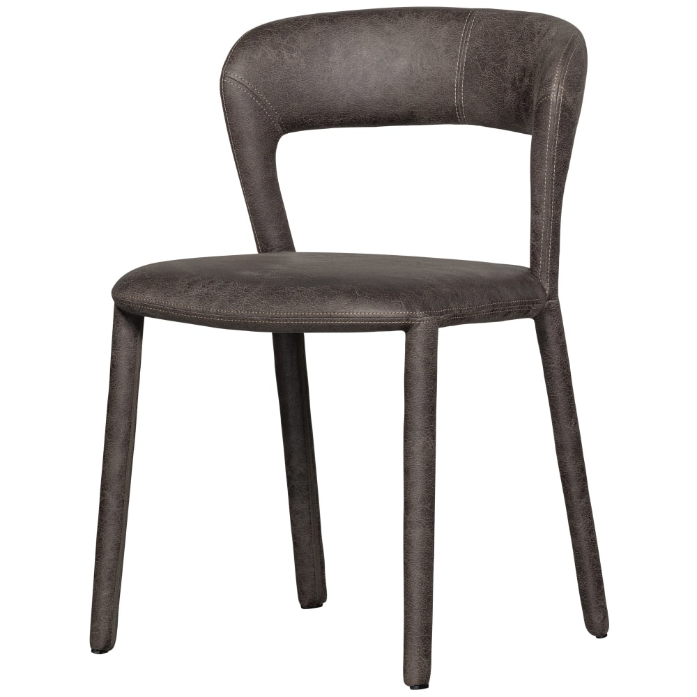 2er Set Esszimmerstühle in Kunstleder, Schwarz/ Grau - Maisons Du