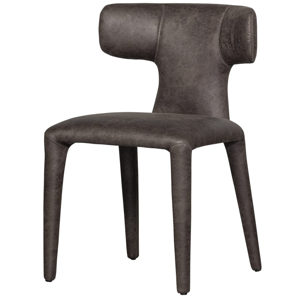 2er Set Esszimmerstühle in Kunstleder, Schwarz/ Grau - Maisons Du
