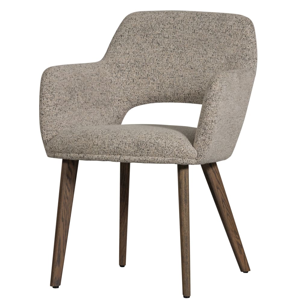 2er Set Esszimmerstühle aus Holz mit Stoff, Dunkelbraun/Beige -