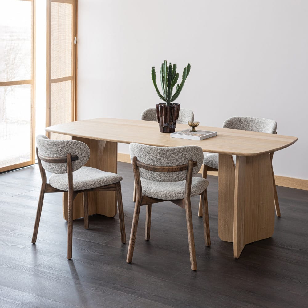 2er Set Esszimmerstühle aus Holz mit Stoff, Dunkelbraun - Maisons