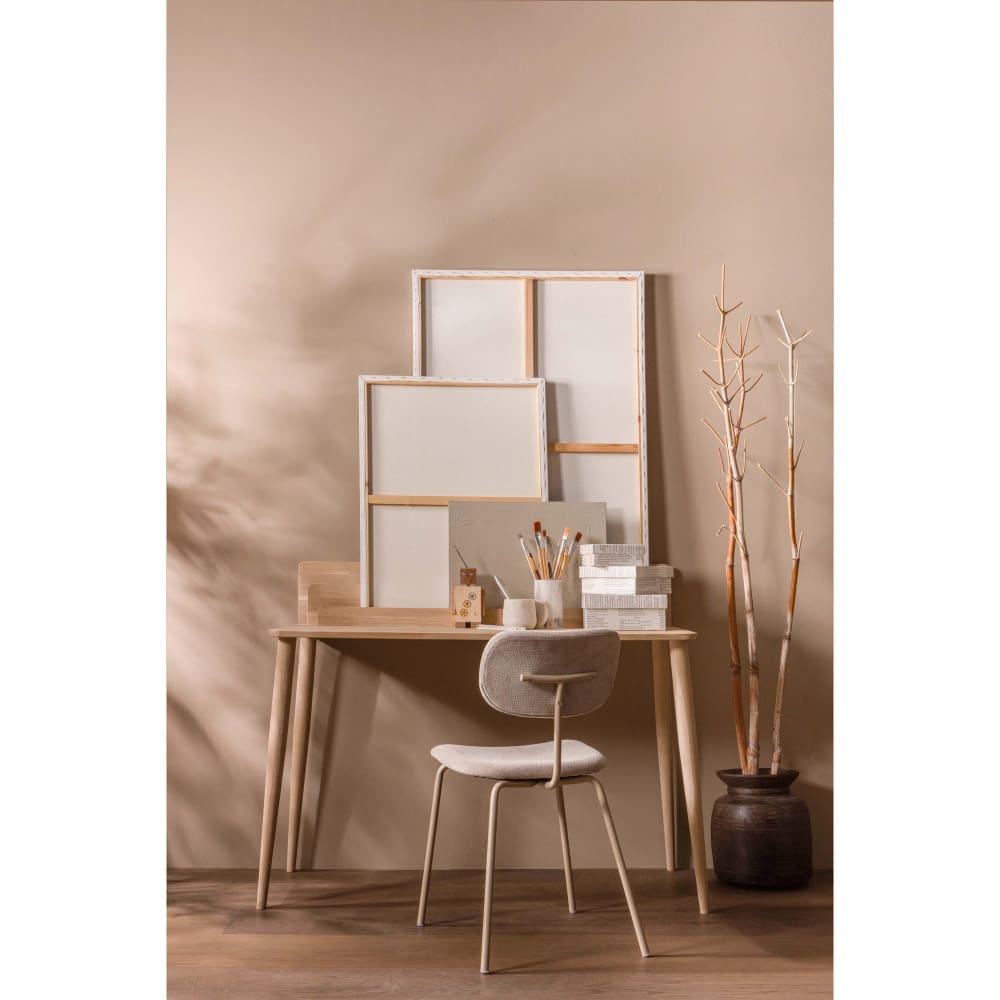 Lot de 2 chaises de table en métal et tissu côtelé sable