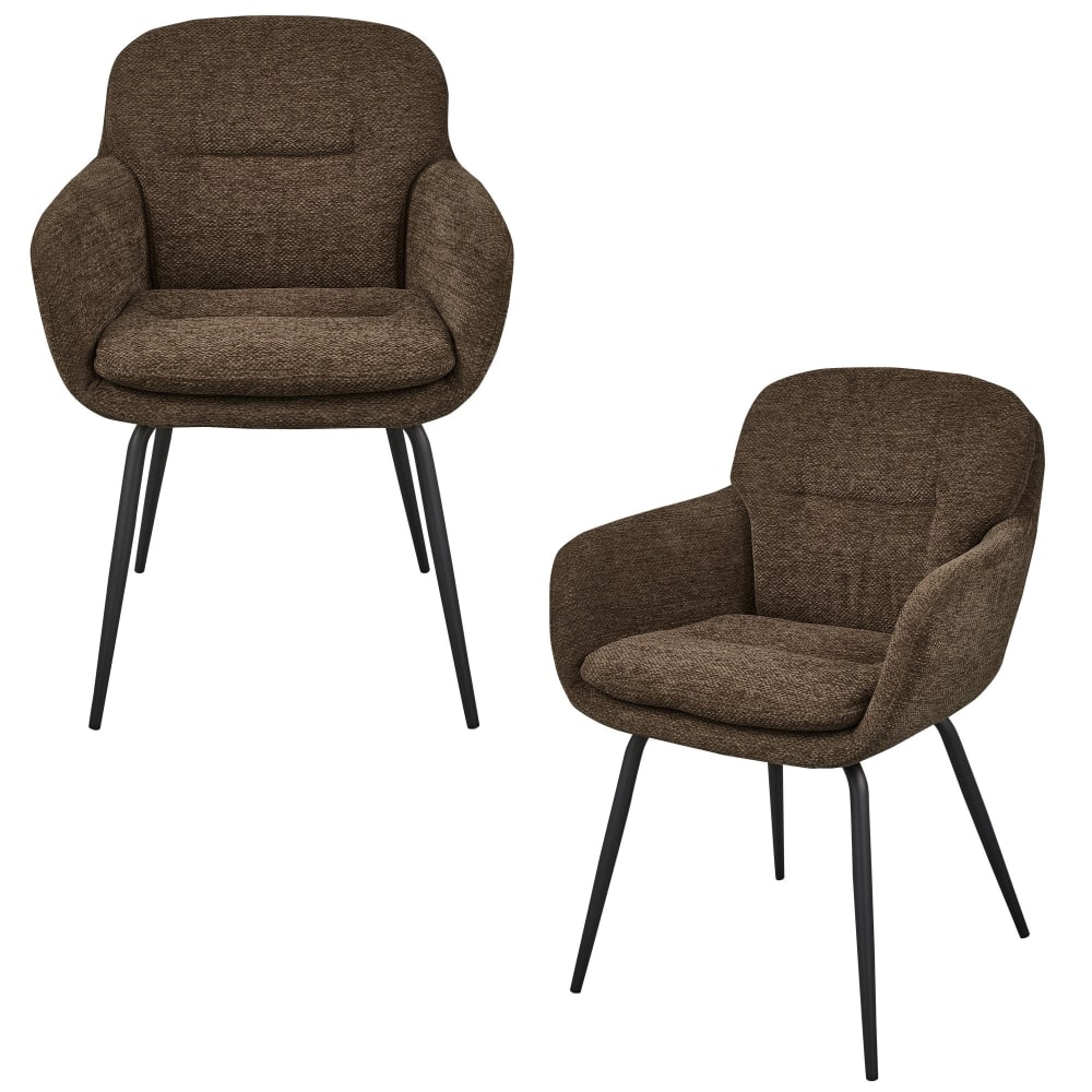 WOOOD 2er Set Esszimmerstühle aus Stoff, Warm Braun style modern Braun Pes - Polyester
