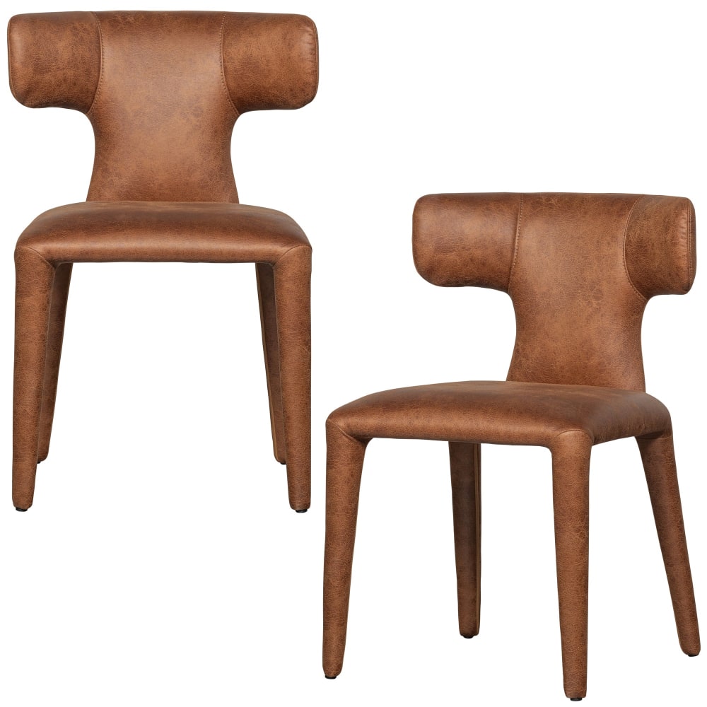 Lot 2 chaises table - cognac