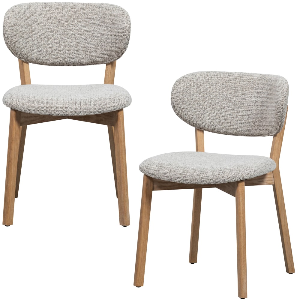 WOOOD 2er Set Esszimmerstühle mit Holz Gestell und Stoffbezug, beige style modern - Pes - Polyester