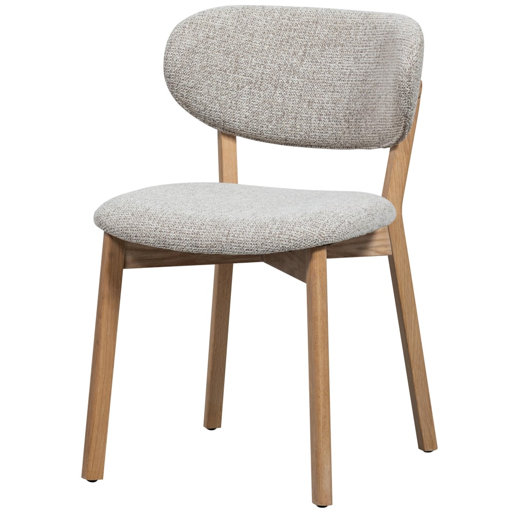 2er Set Esszimmerstühle mit Holz Gestell und Stoffbezug, beige -