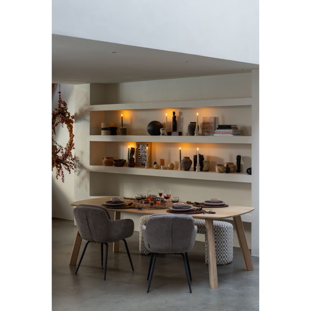 Table à manger en bois de chêne 6 personnes marron