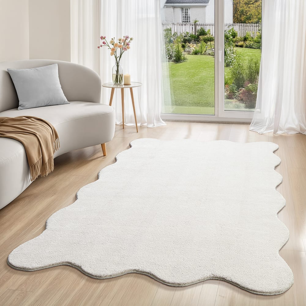 The carpet Formteppich Relax Anti-Rutsch, waschbar, Creme, 120 x 160 cm style modern Weiß Pes - Polyester