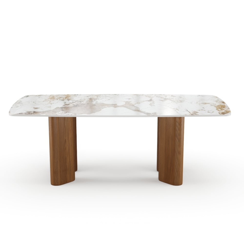 Table à manger 6 personnes céramique pandora et pieds noyers