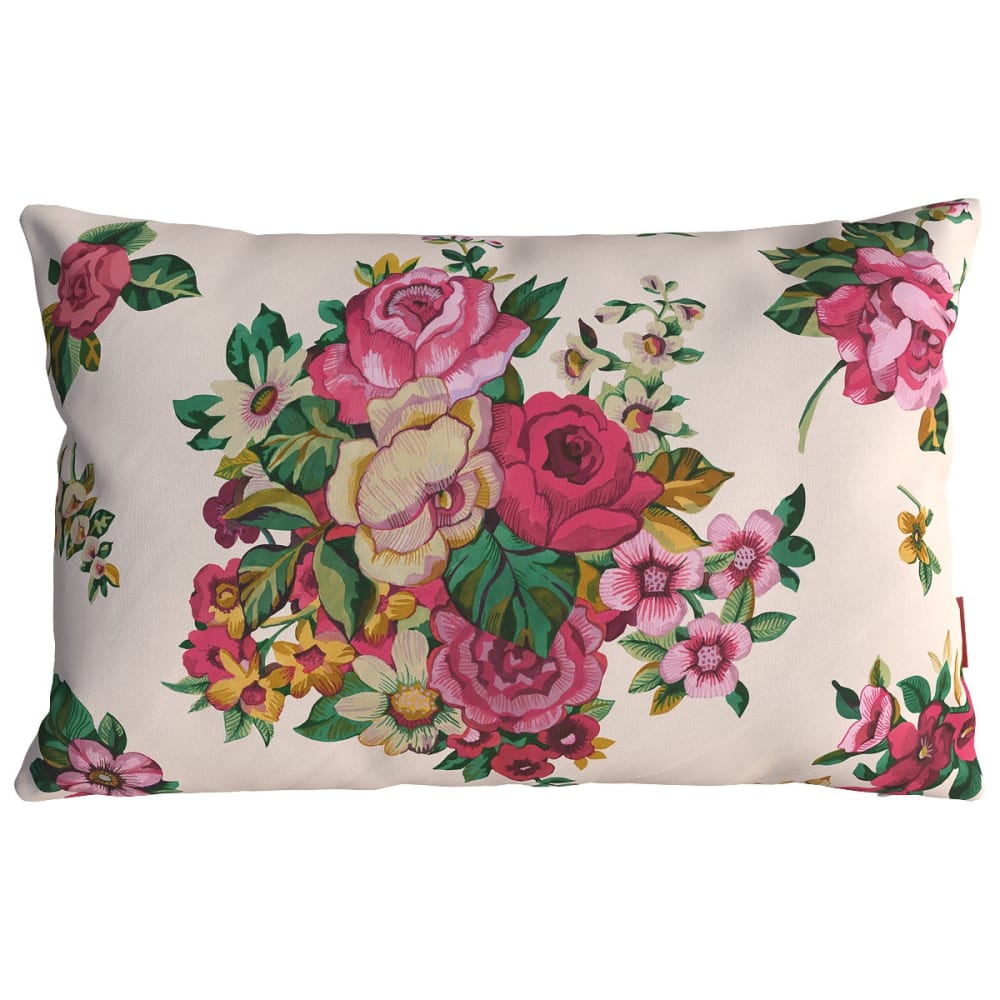 Housse de coussin extérieur 30x50 cm motif fleuri blanc