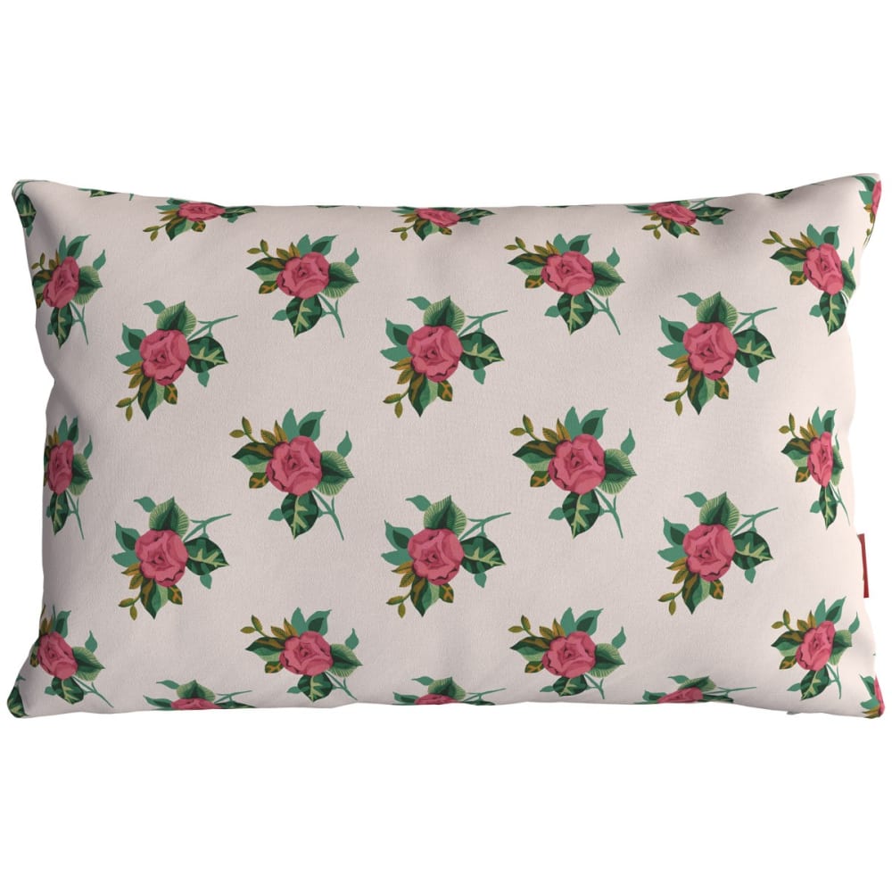 Housse de coussin extérieur 30x50 cm motif fleuri blanc