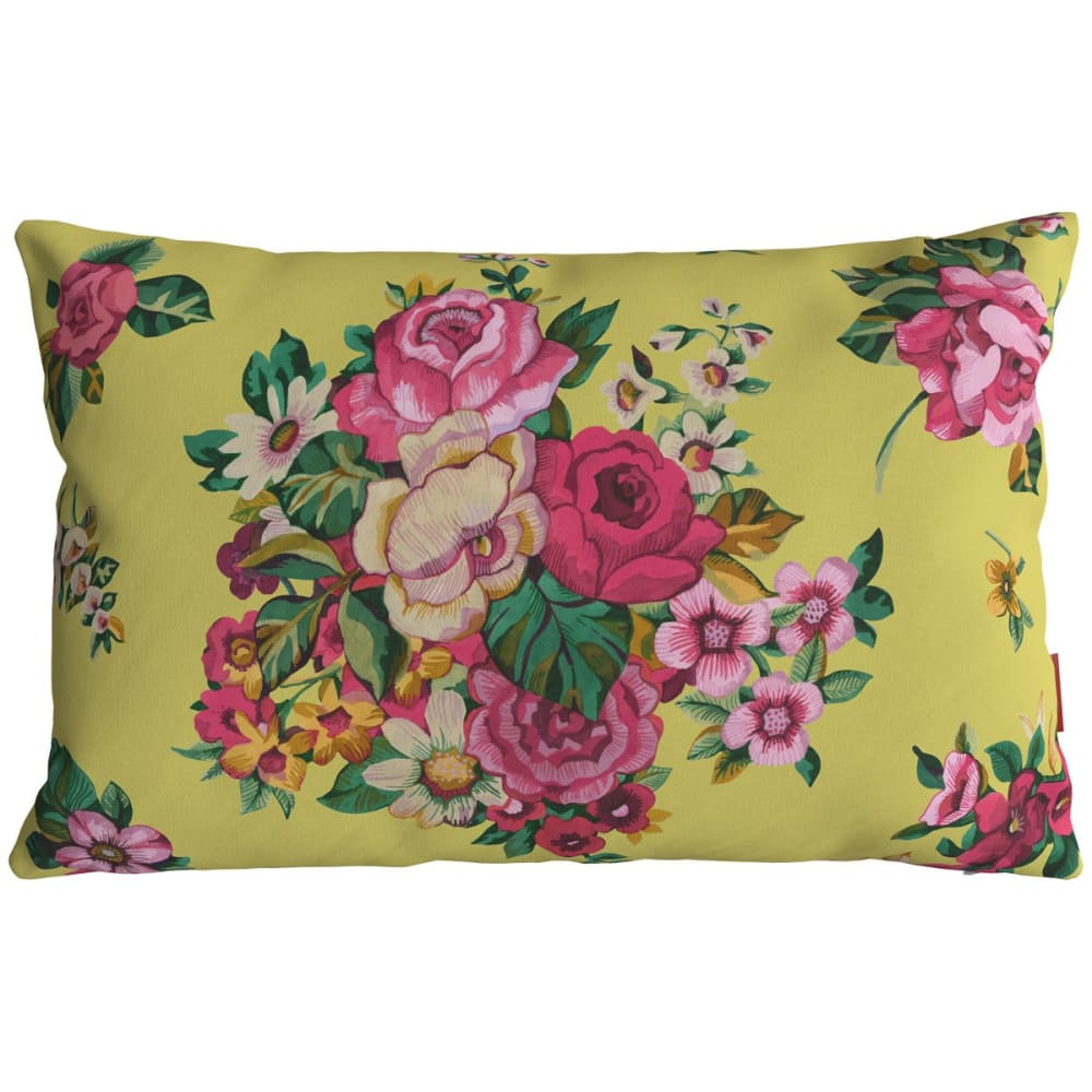 Housse de coussin extérieur 30x50 cm motif fleuri jaune