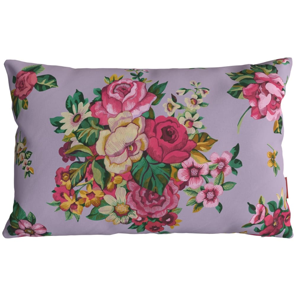 Housse de coussin extérieur 30x50 cm motif fleuri lila
